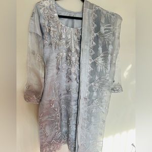 New 3 piece suits chifon brand embroidery kameez with shalwar beautiful dupata